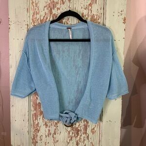 Women’s Free People blue knit top back tie